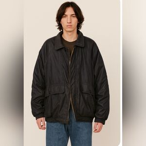 Vintage RFT Rainforest Men Black Down fill zip puffer Bomb WinterJacket coat XL